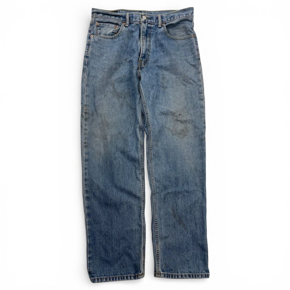 Levi's 550 Jeans Distressed Relaxed Tapered Leg Frays Fade Stains Men's 34x31